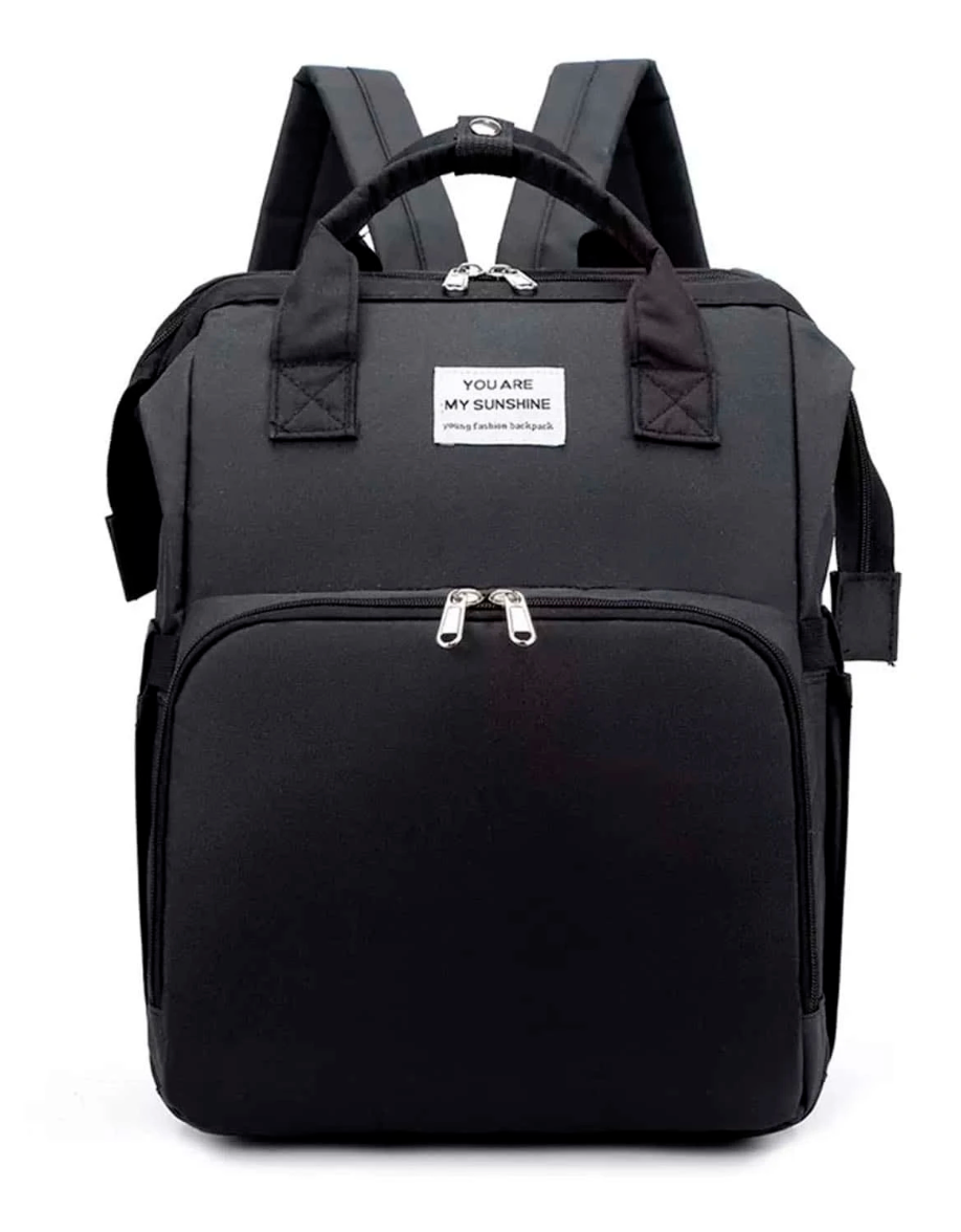 Mochila Pañalera 3 en 1 USB Color Negro
