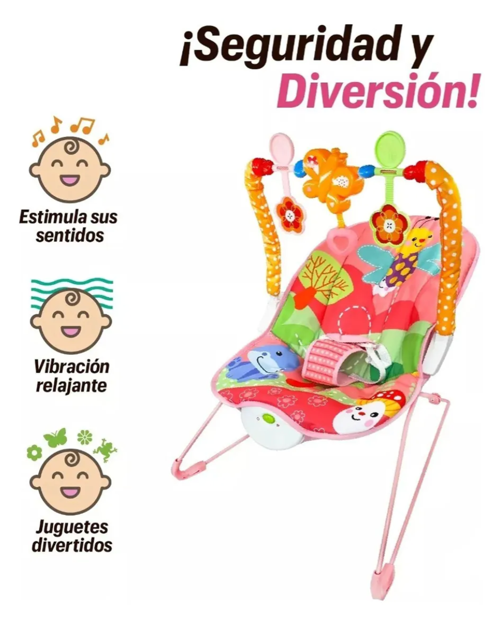 Silla Mecedora de Bebe Interactiva Color Rosa