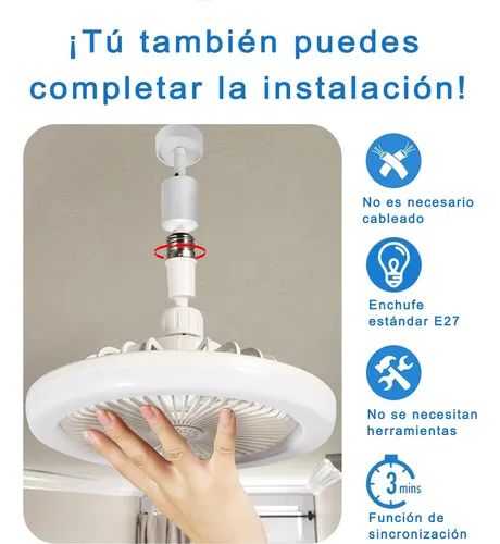 Foco Ventilador Lampara LED con Control Remoto