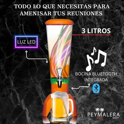 Dispensador De Cerveza/Agua Con Bocina Bluetooth