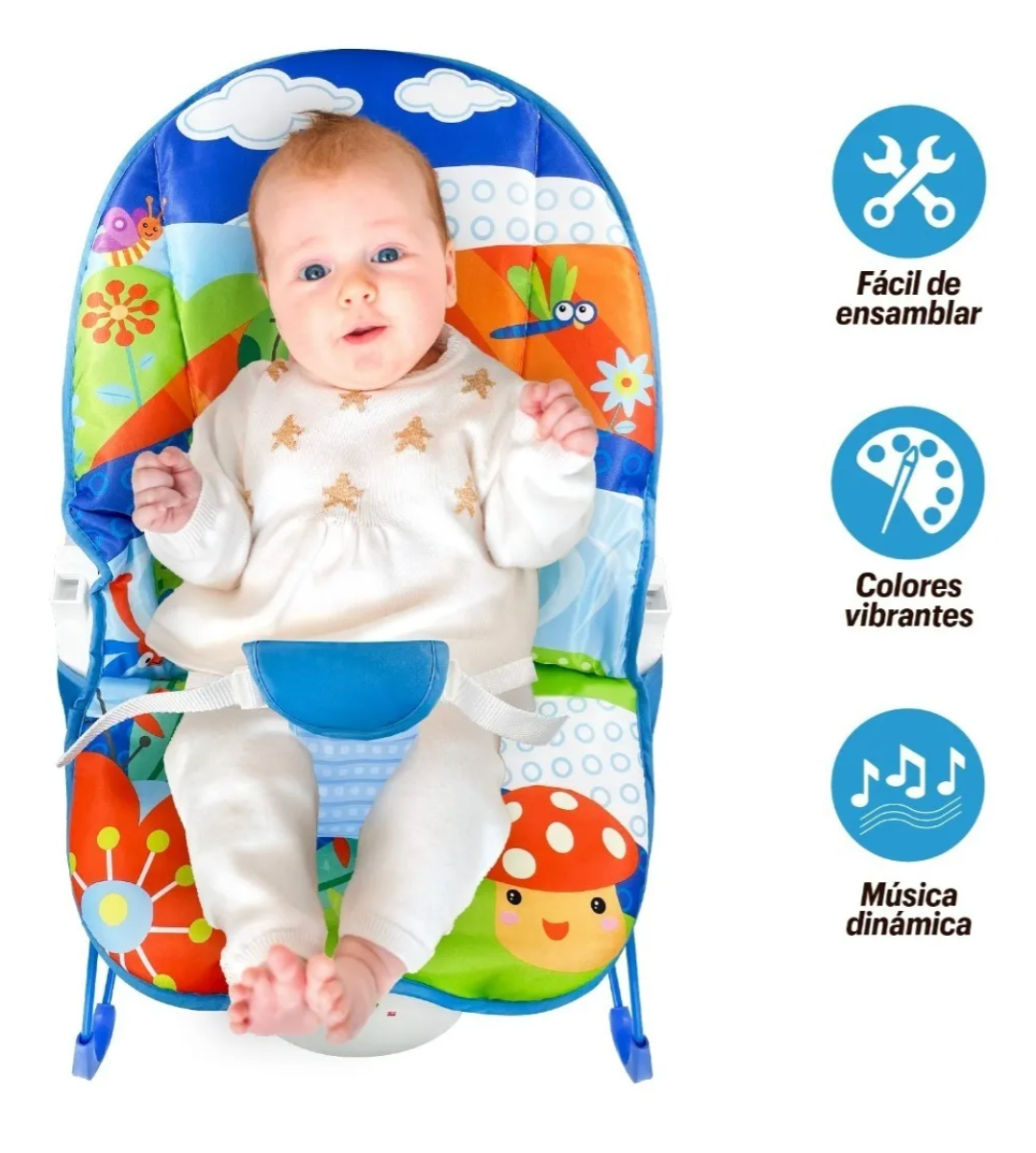 Silla Mecedora de Bebe Interactiva Color Azul