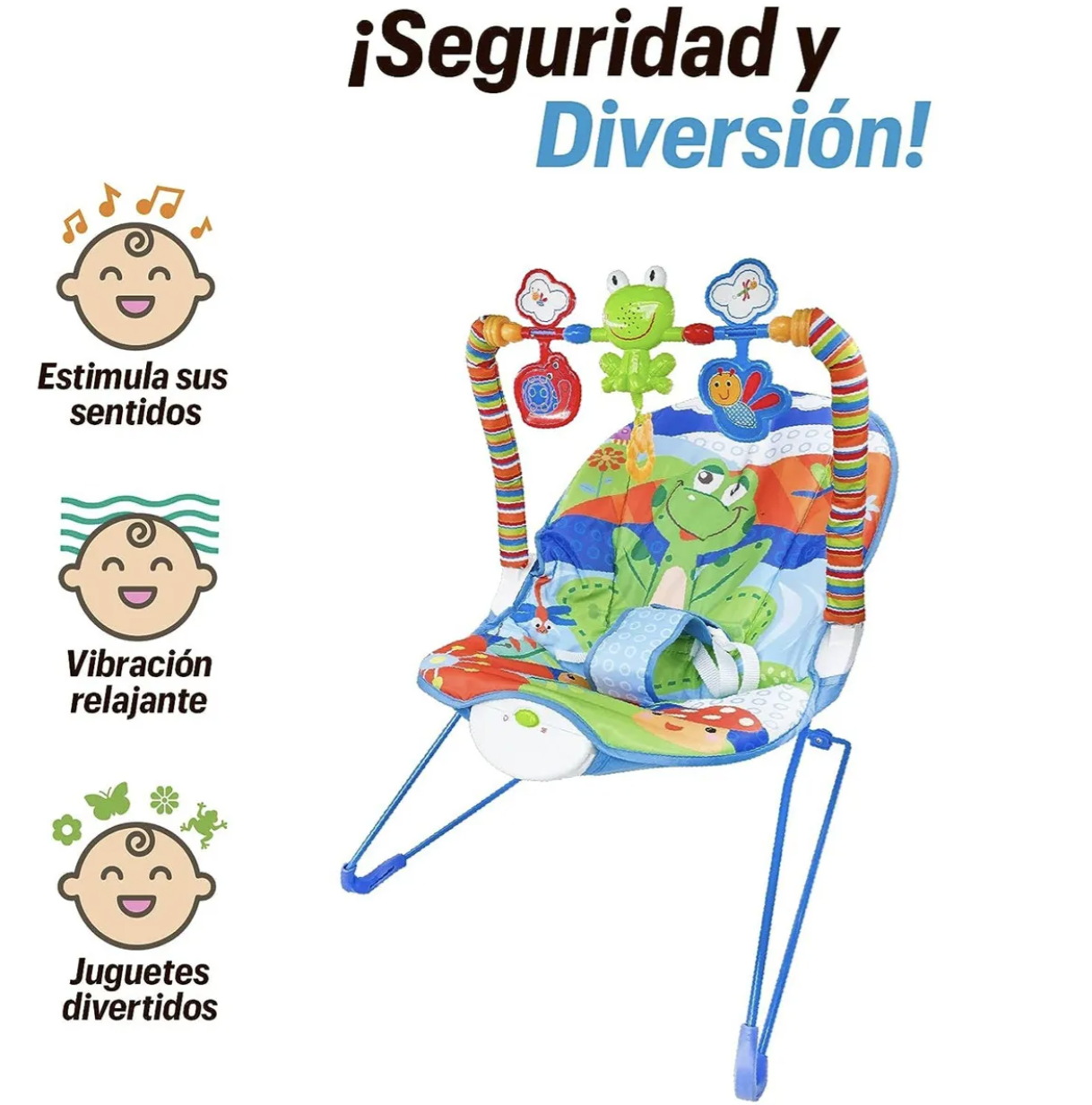 Silla Mecedora de Bebe Interactiva Color Azul