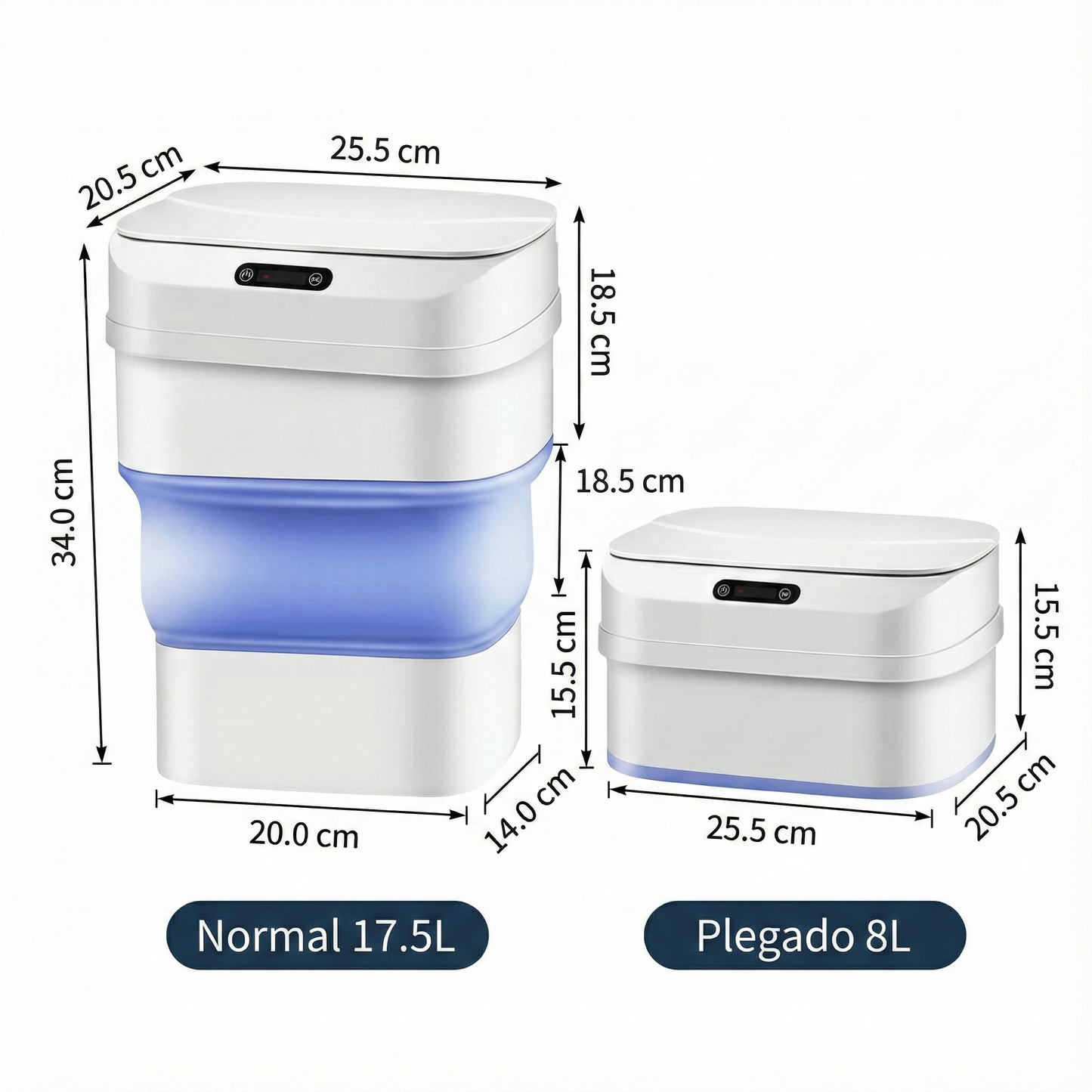 Bote De Basura Plegable Sin Contacto Con Sensor