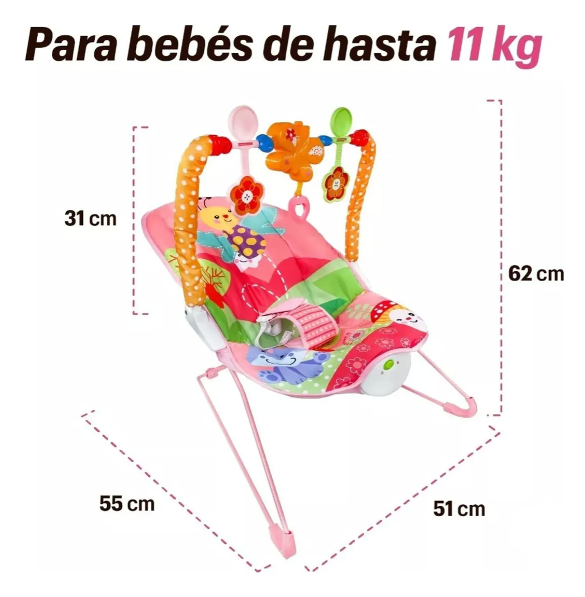 Silla Mecedora de Bebe Interactiva Color Rosa