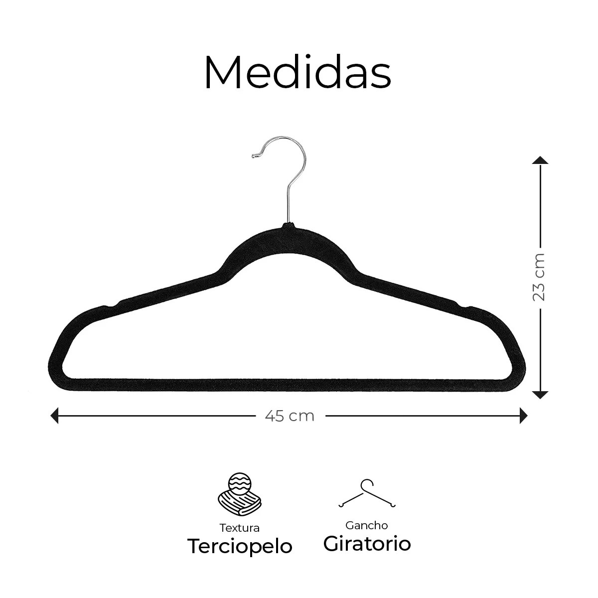 50 Ganchos Para Ropa Aterciopelado